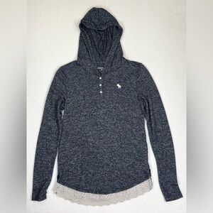 ABERCROMBIE KIDS Long Sleeve Hoodie Lightweight Sweater Lace Bottom Ruffle 11/12